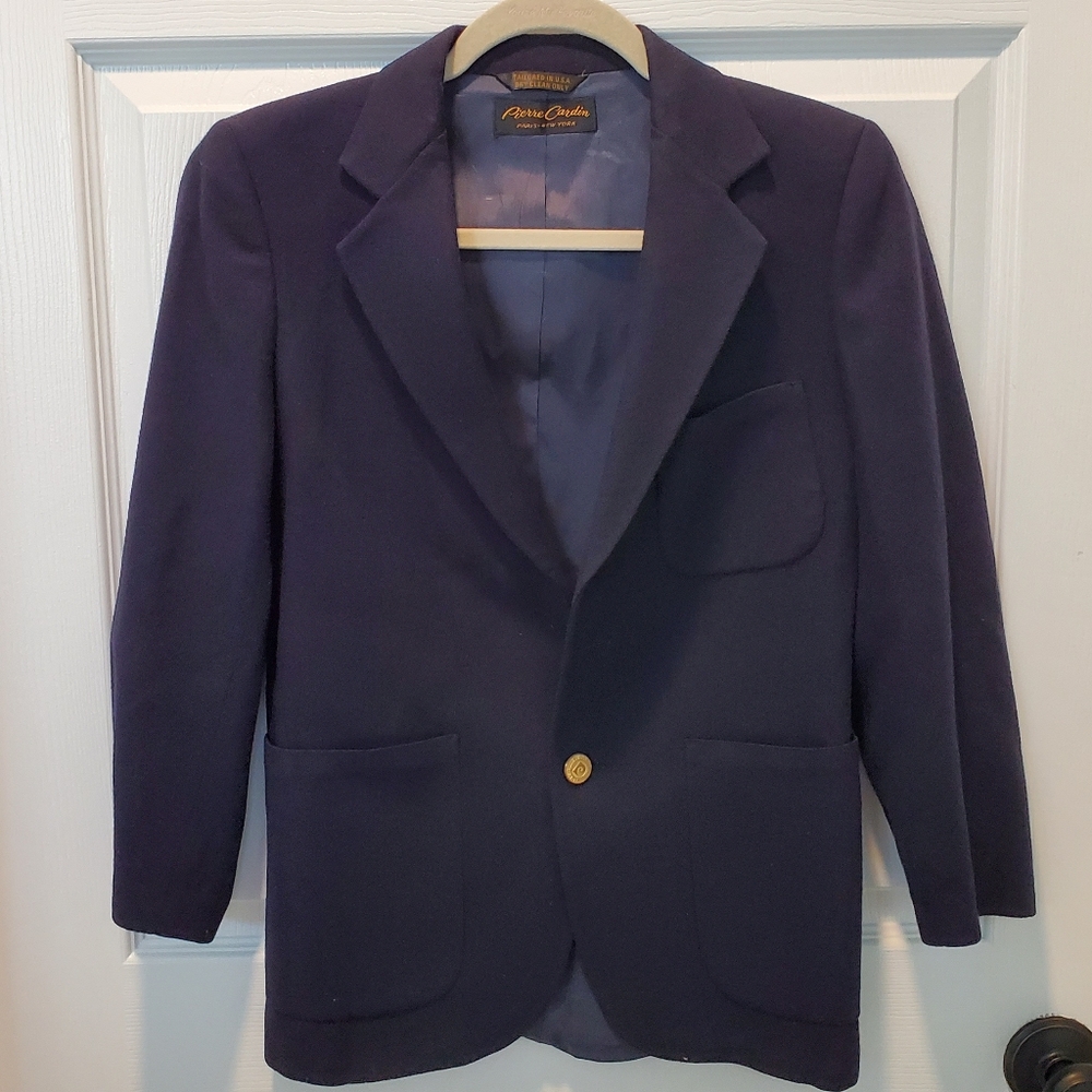 Vintage Pierre Cardin navy blue blazer suit jacket